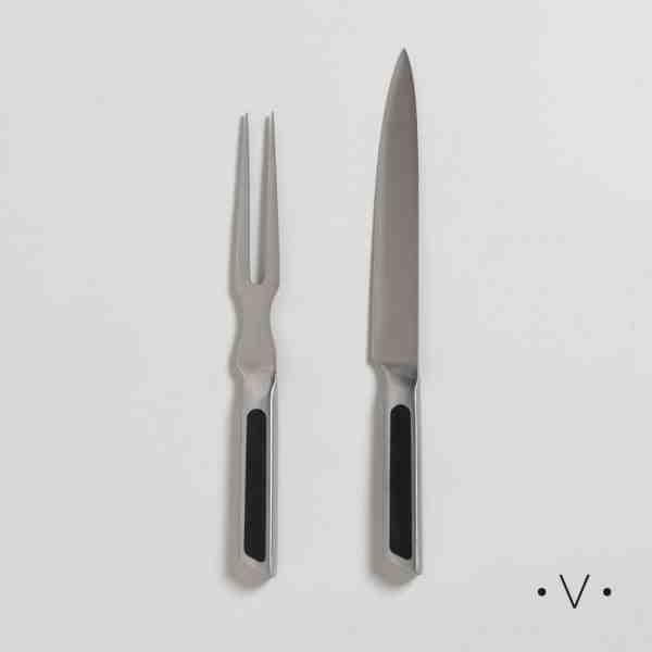 VASSA SET OF KNIFE AND FORK ACERO INOXIDABLE CON MANGO NEGRO 2PC